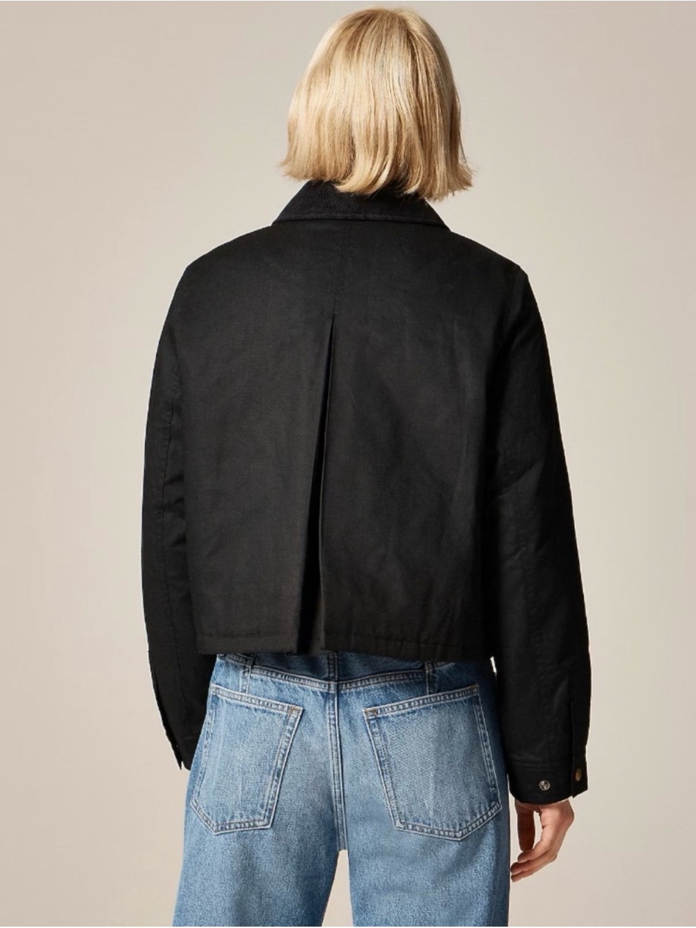 NWT J.Crew Cropped Barn Jacket in Black Ripstop Cotton - Picture 2 of 9